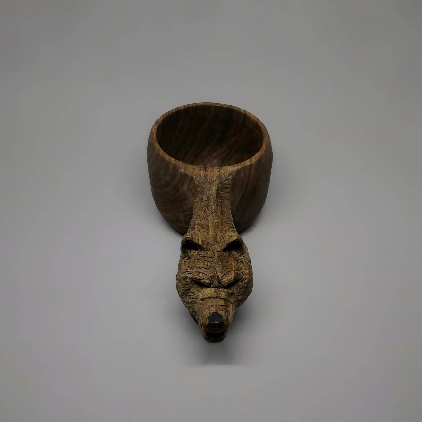 Hand carved eco friendly wooden wolf carved kuksa , mug , birch tumbler, natural , Scandi nordic cup, portable camping cup, Kitchen Decor