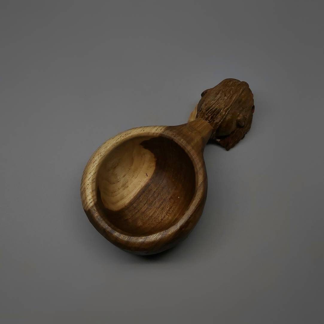 Viking Ragnar Head-Shaped Handmade Wooden Kuksa viking mug , birch tumbler, natural , Scandi nordic cup, portable gift
