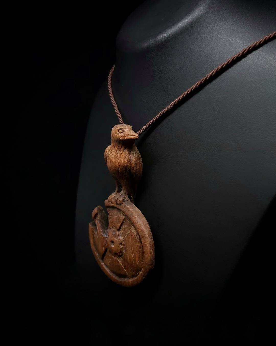 Handmade Viking Crow Necklace - On a Broken Warrior Helmet