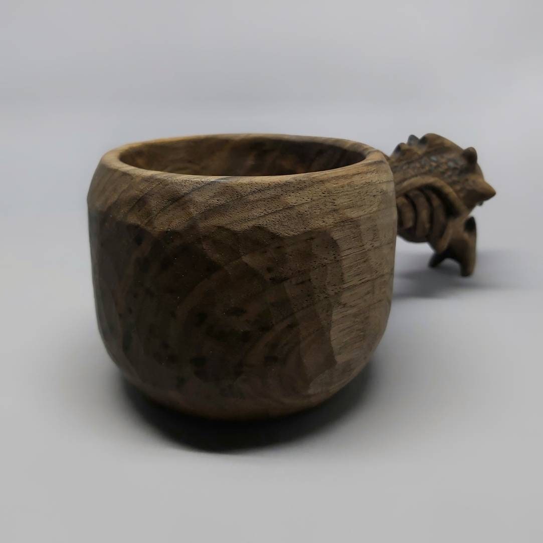 Legendary Dragon-Shaped Wooden Mugs kuksa handmade dragon figure tea and coffe mug cup kuksa guksi gift for mom son father boyfriend