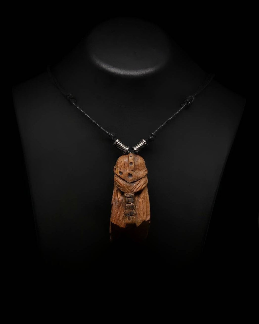 wooden carving vikings figure necklace pendant handmade jewelery gift accesories