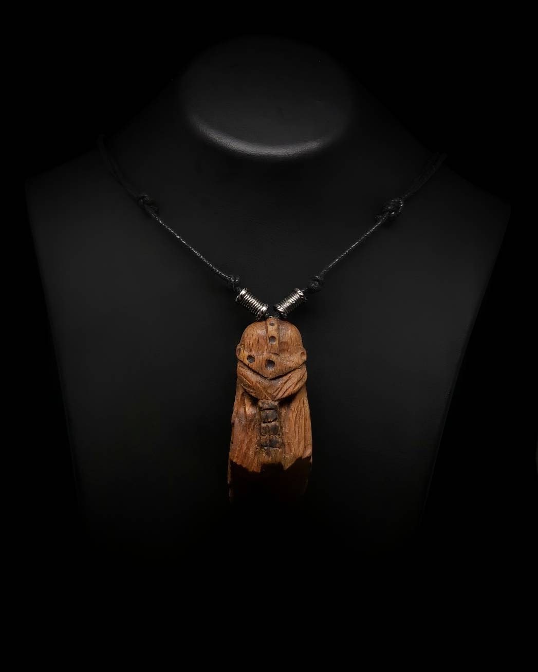 wooden carving vikings figure necklace pendant handmade jewelery gift accesories