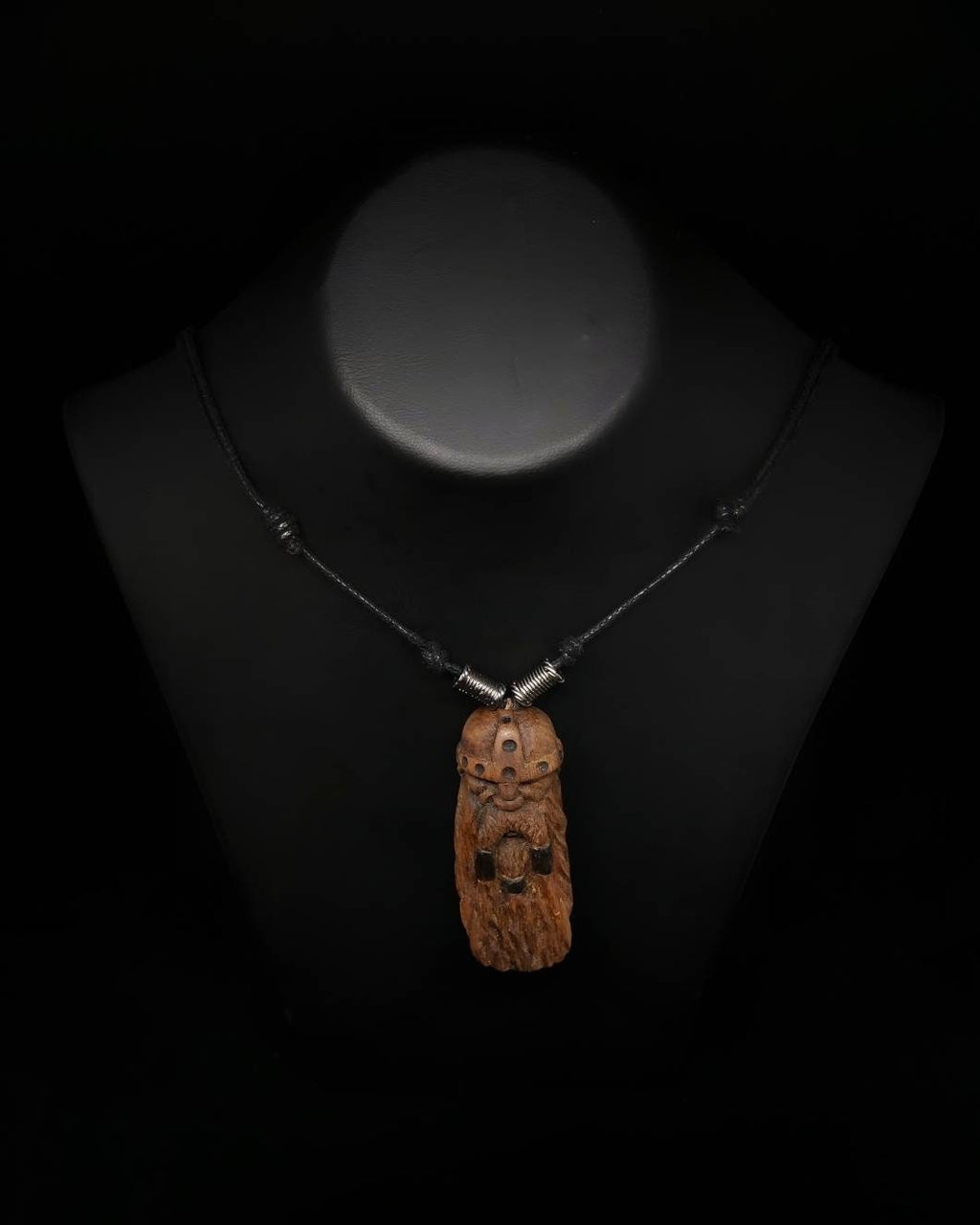 wooden carving vikings figure necklace pendant handmade jewelery gift accesories