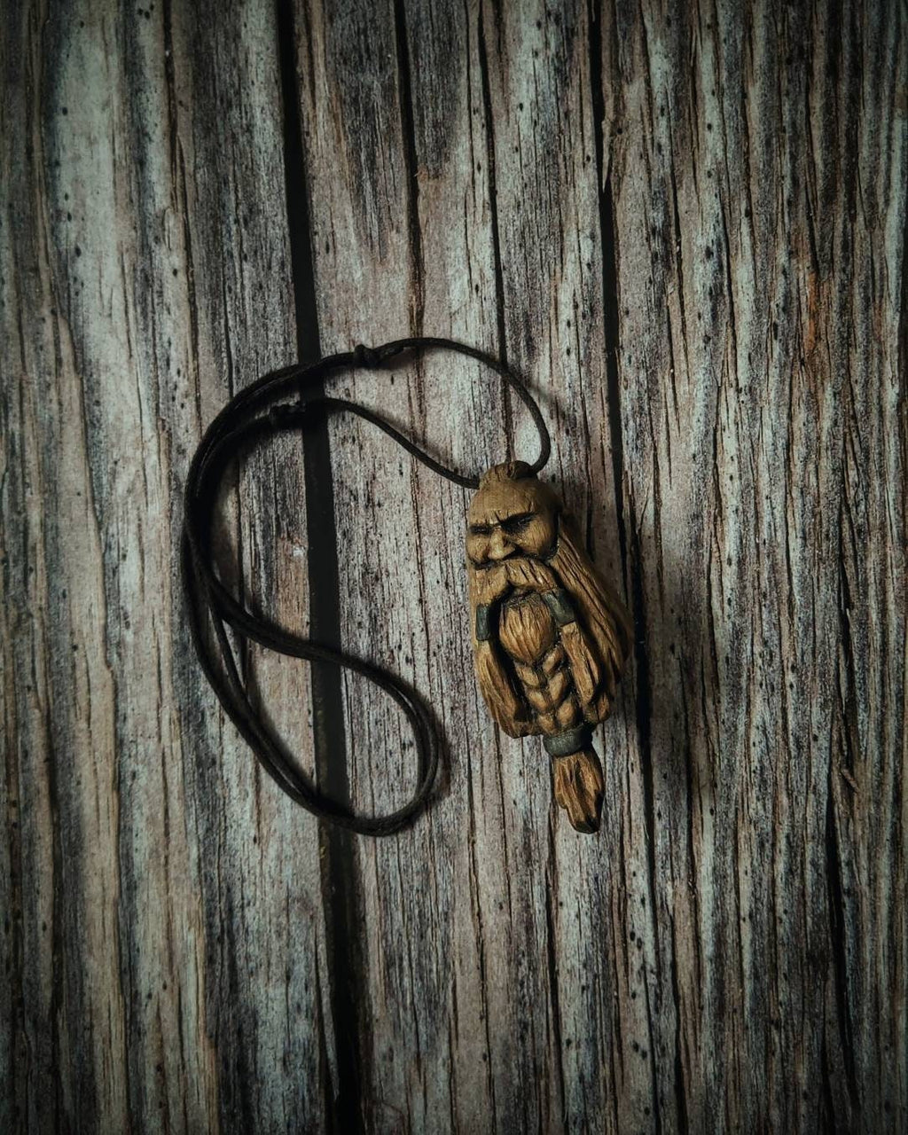 Totally Handcraft Carved Wooden Powerful Ragnar Lothbrok Necklaces Pendants : A Unique Handmade Accessory