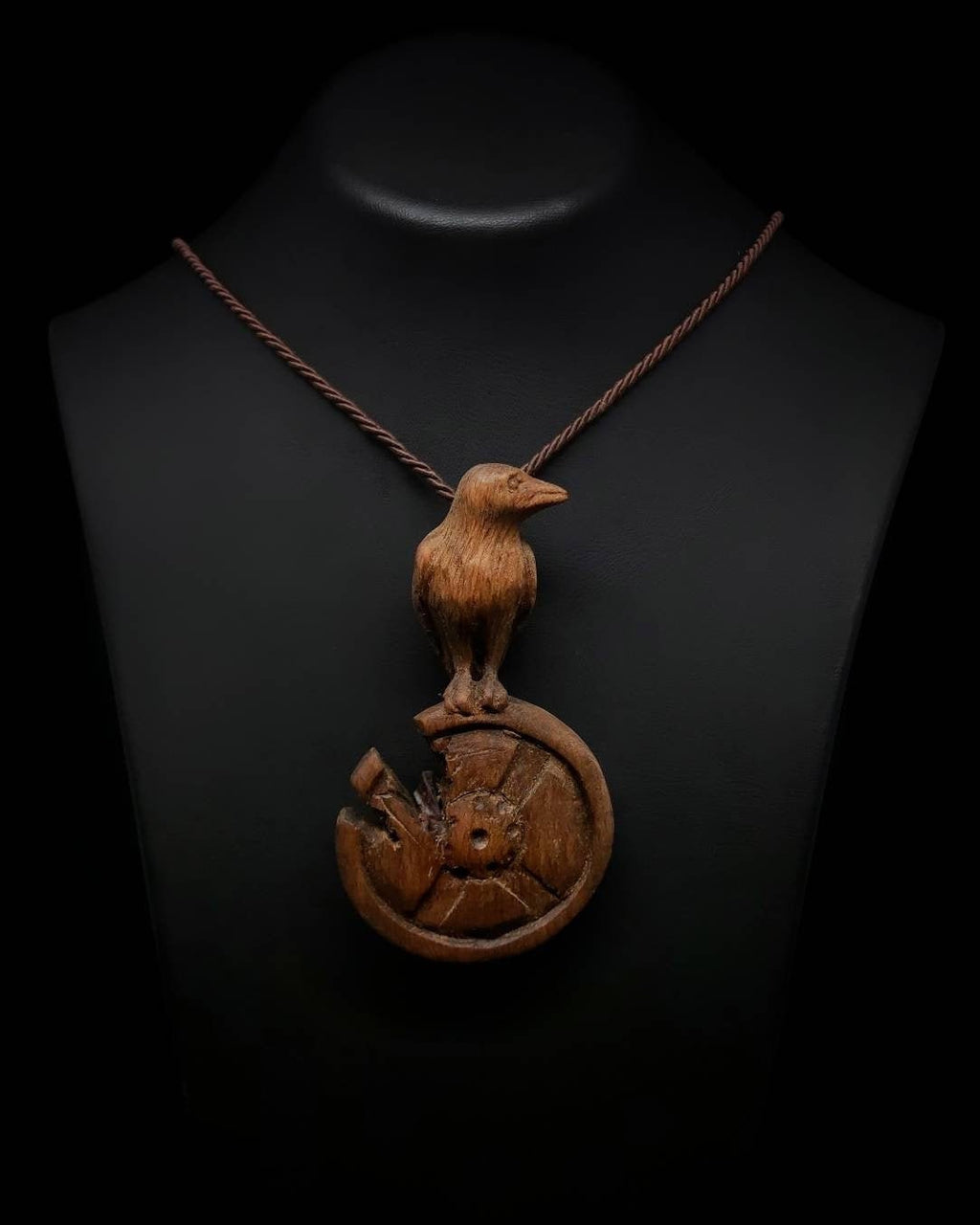Handmade Viking Crow Necklace - On a Broken Warrior Helmet