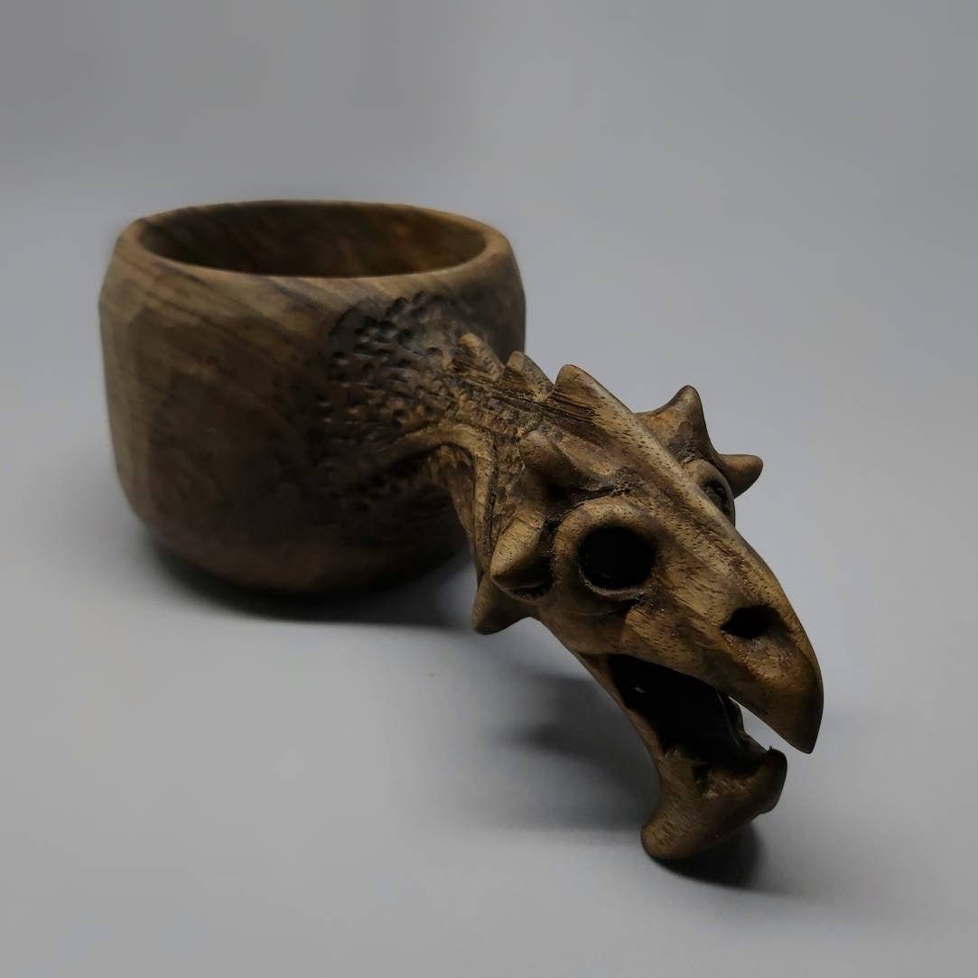 Legendary Dragon-Shaped Wooden Mugs kuksa handmade dragon figure tea and coffe mug cup kuksa guksi gift for mom son father boyfriend