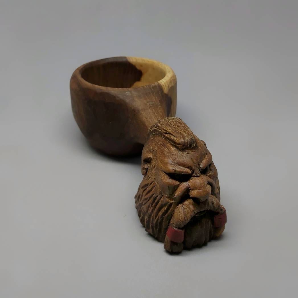 Viking Ragnar Head-Shaped Handmade Wooden Kuksa viking mug , birch tumbler, natural , Scandi nordic cup, portable gift