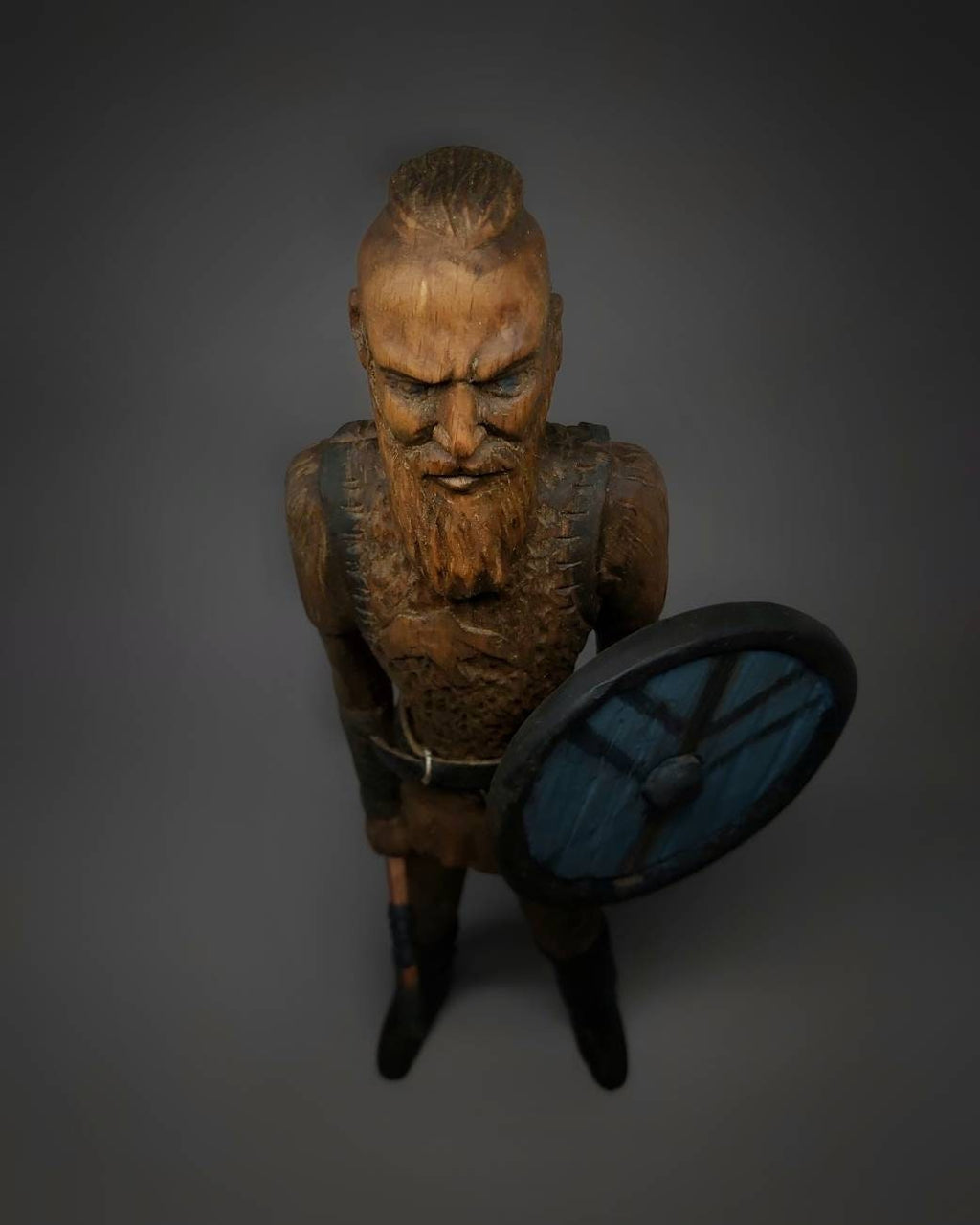 Shaping the Viking Spirit in Wood: Handcrafted Wooden Statue of Ragnar Viking Warrior Miniature Sculptures Ragnar