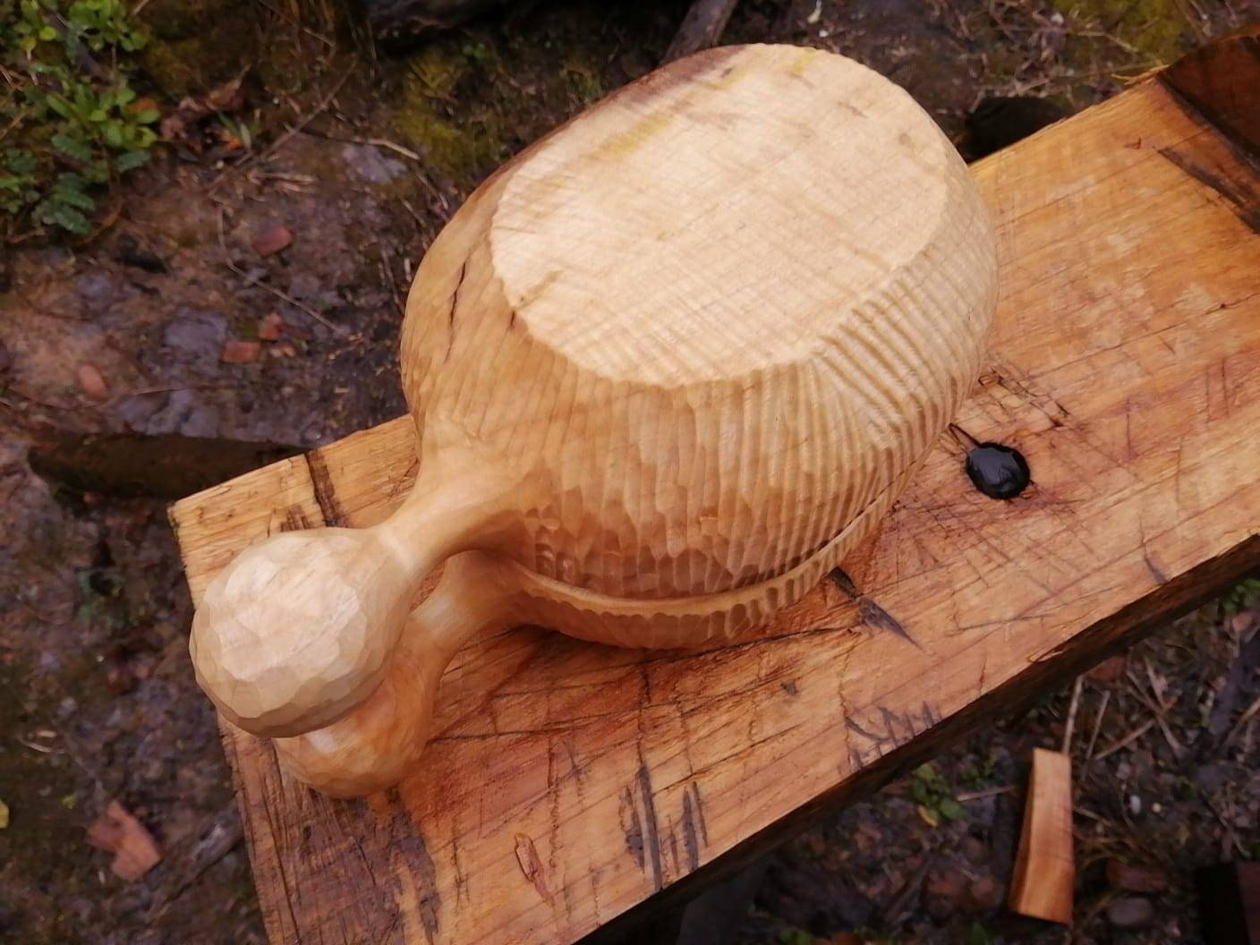 bushcraft hand carved rustic rouge bowl gift for father gift for camper