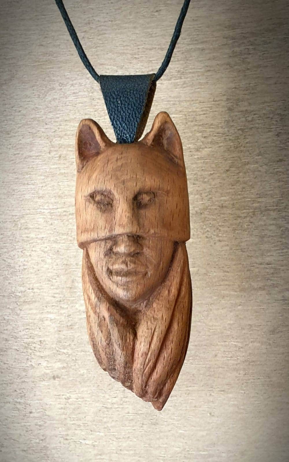 Wooden Masked Cat Girl Necklaces - Unique Designs