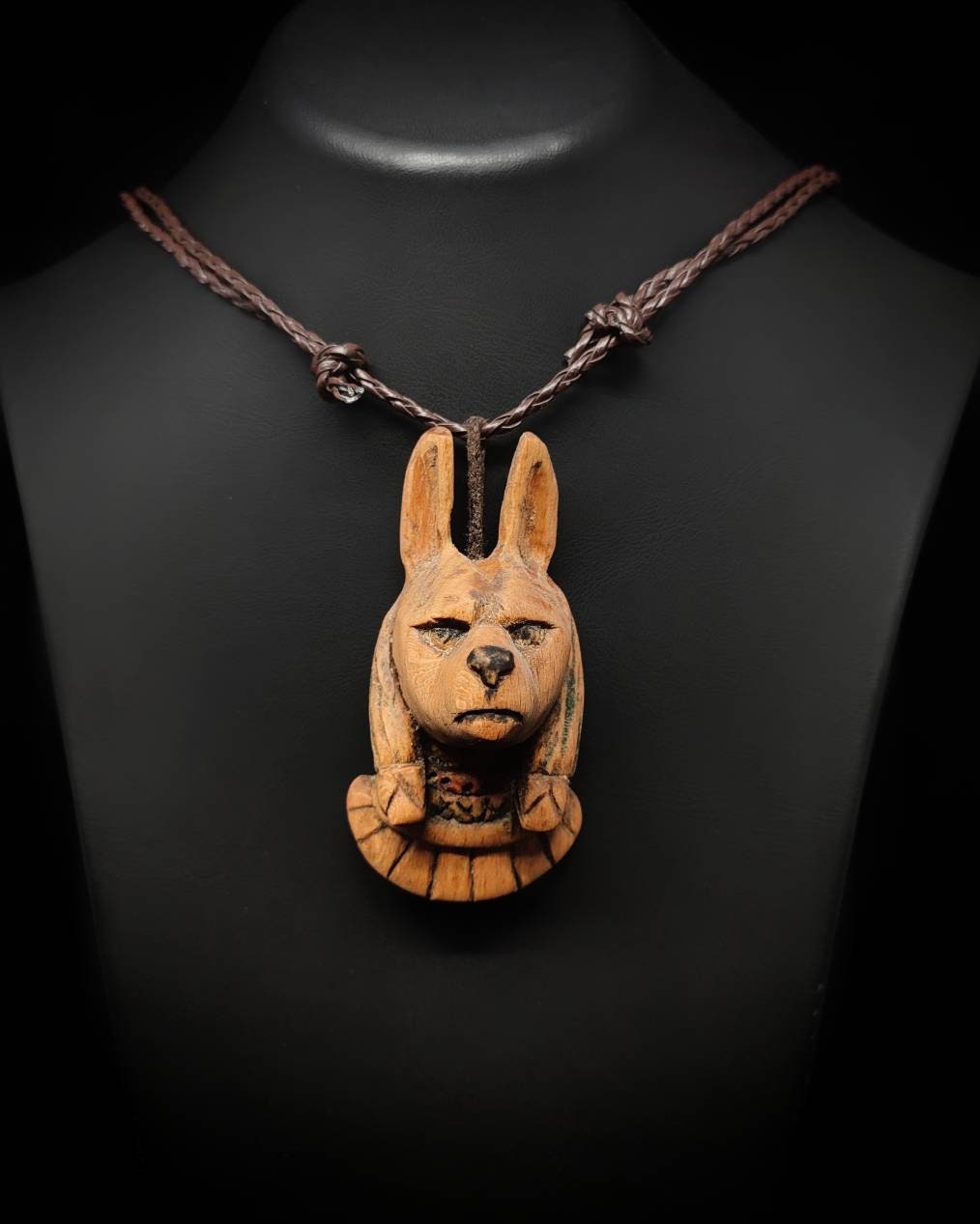 Handmade Anubis Figured Wooden Carved Pendants with Symbolic Meaning - Unique and Mystical Jewelry