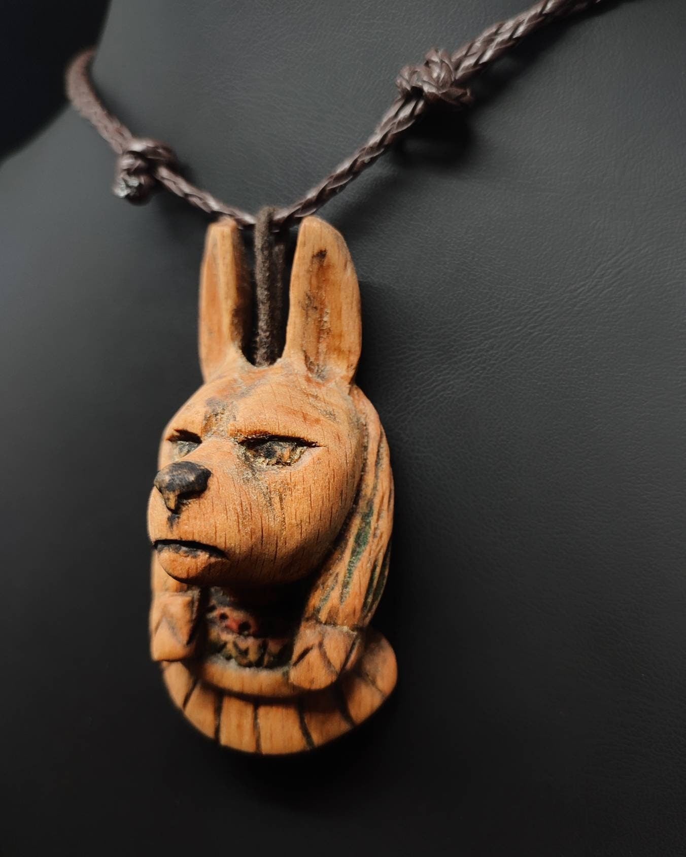 Handmade Anubis Figured Wooden Carved Pendants with Symbolic Meaning - Unique and Mystical Jewelry