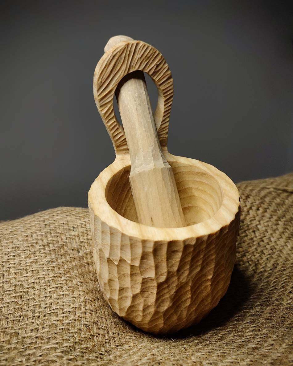 Handcraft bushcraft mug lime wooden carving for her gift for mom wooden bowls handmade