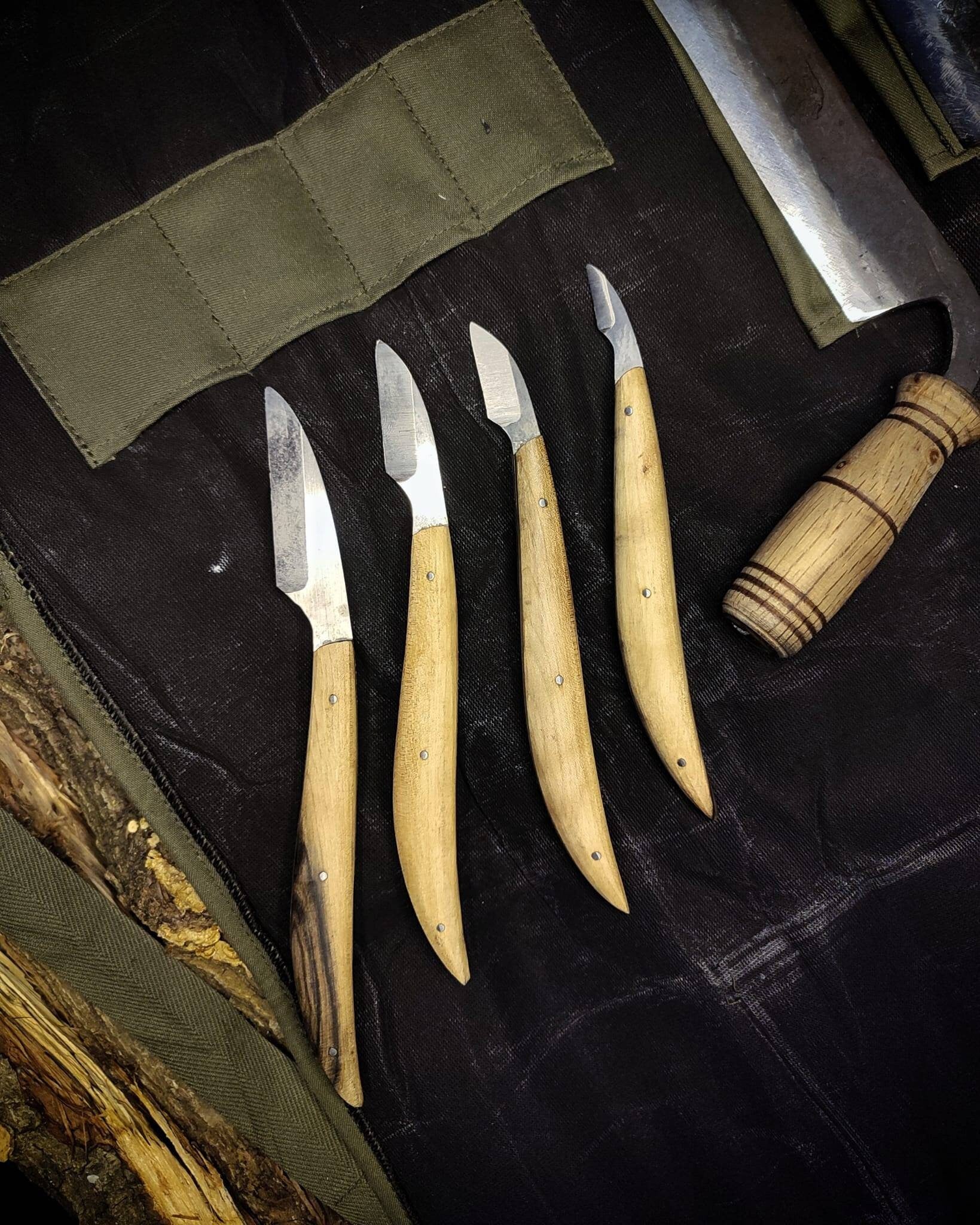 Wood carving tool forged bushcraft set basic knife chisels carving knife