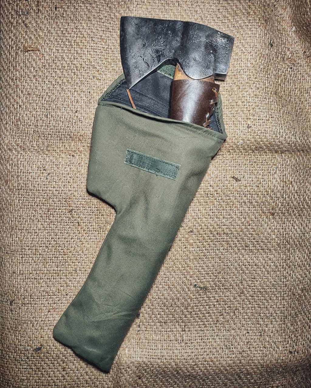 blacksmith hand forge small carving axe carpenter tool with leather sheath and canvas bag