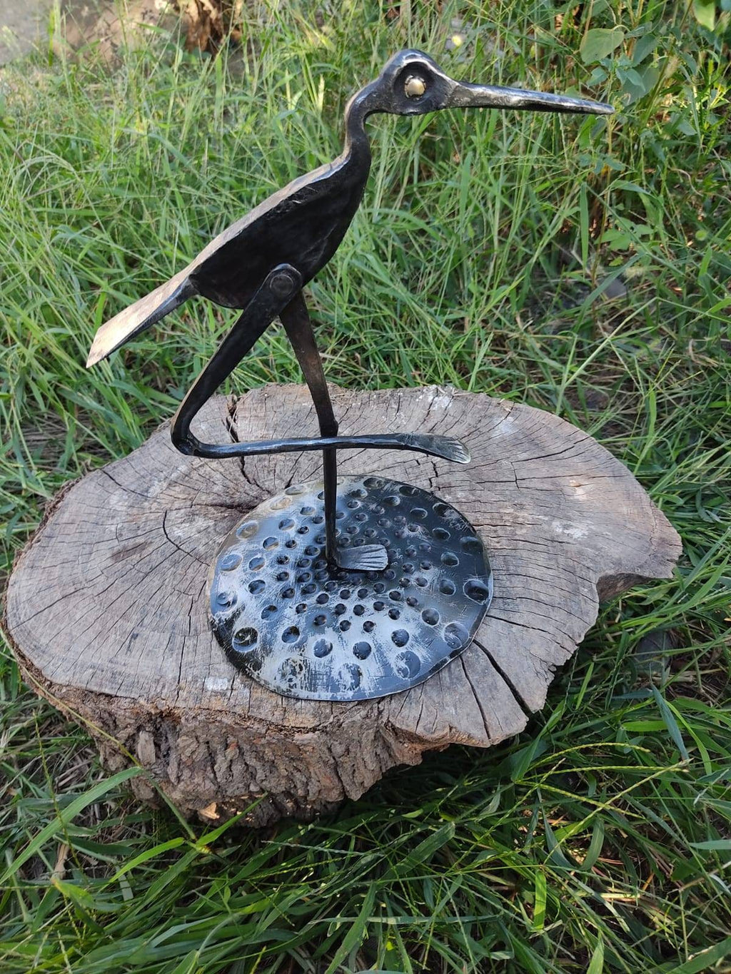 Blacksmith hand forged bird sculpture