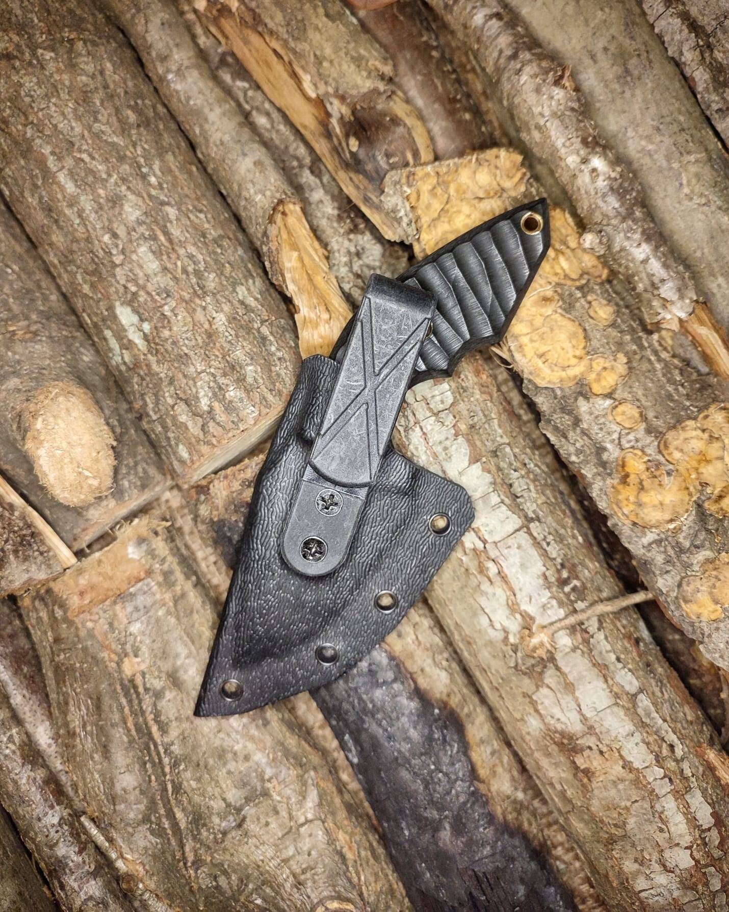 Handmade EDC Neck Knife with Carbon Steel Blade and Kydex Sheath