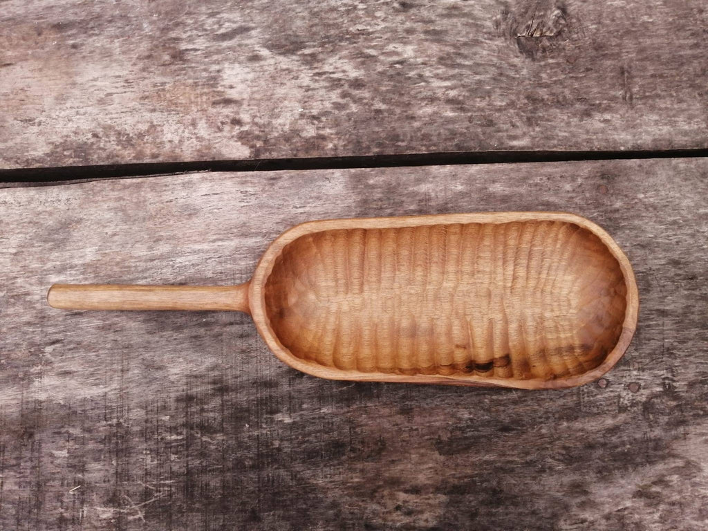 Rustic Wooden Bowl with Long Handle - Handmade Home Decor