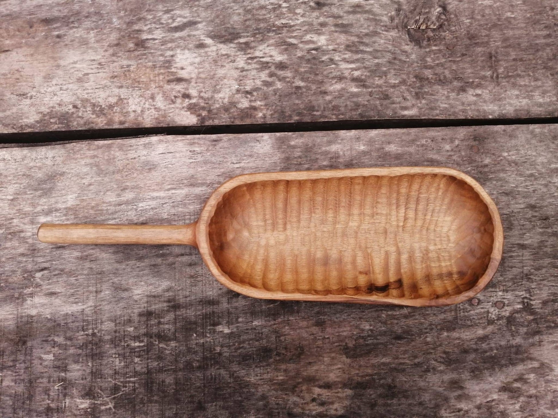 Rustic Wooden Bowl with Long Handle - Handmade Home Decor