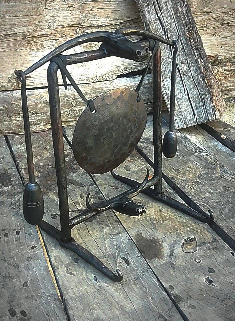 Blacksmith hand forged carbon steel gong healing gong temple gong