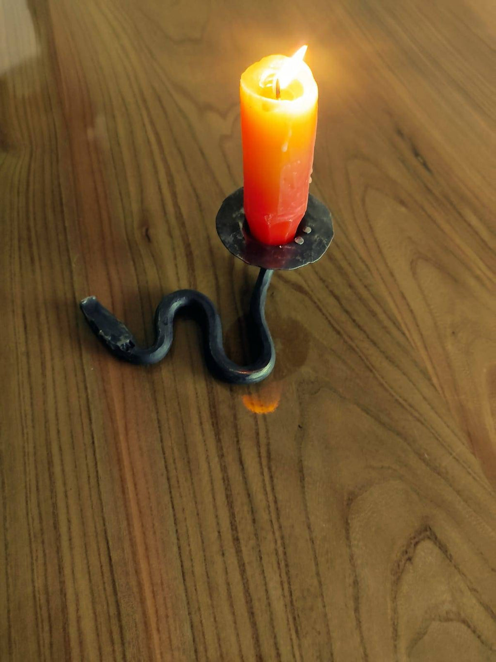 Blacksmith hand forged hadmade carbon steel snake candle holder