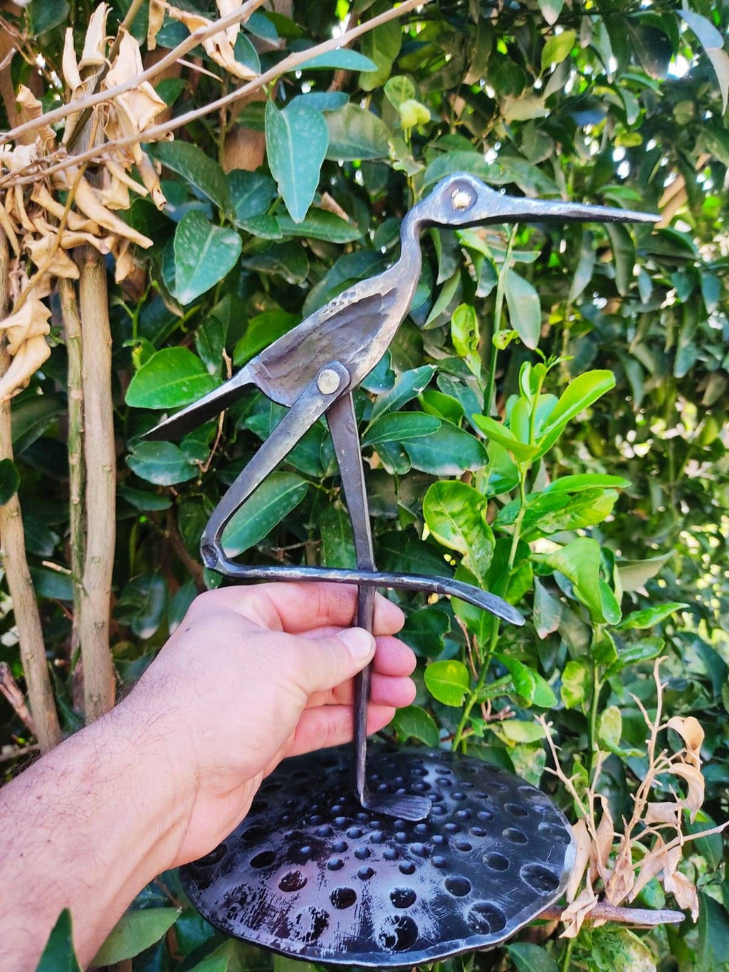 Blacksmith hand forged bird sculpture