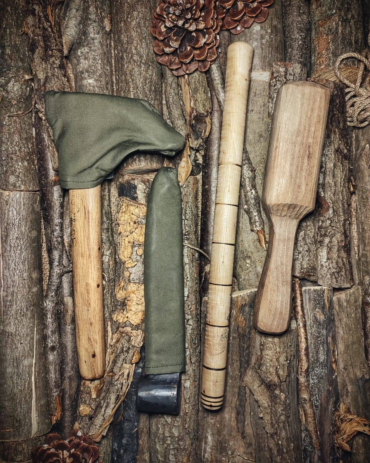 Hand-Forged Carving Set - Splitting Froe, Carving Knife, and Mallet Premium Quality Carving Set - Handmade with Hot Iron Forged Carving Tool