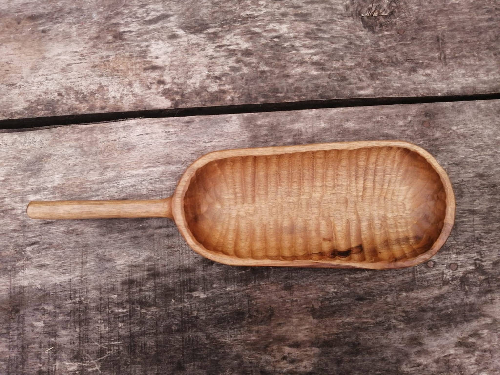 Rustic Wooden Bowl with Long Handle - Handmade Home Decor