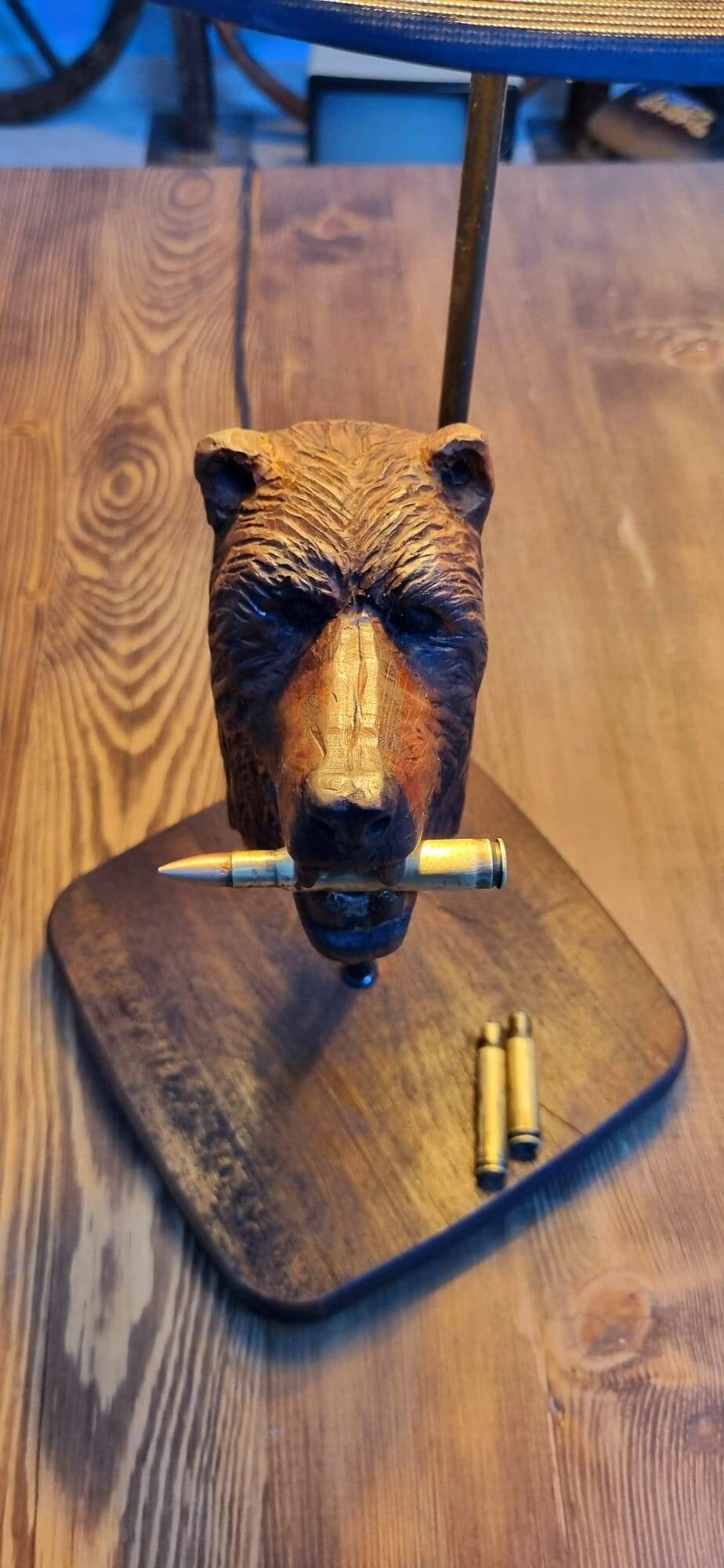 Handmade bear figured hunter table lamp floor lamp
