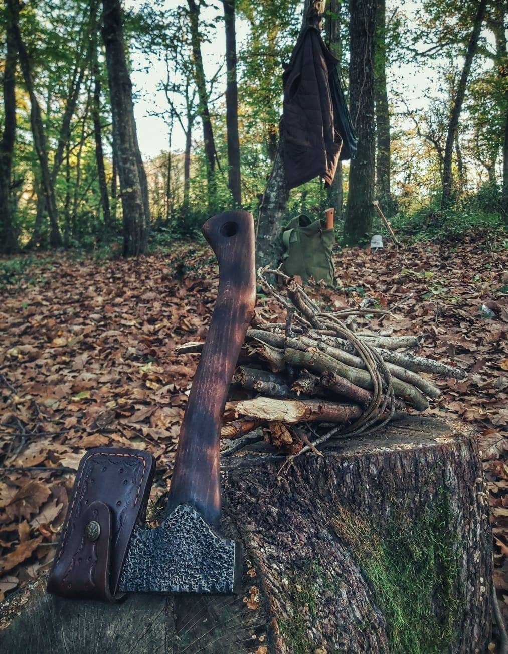 Handmade blacksmith bushcraft survival useful bruk hatchet camper ax