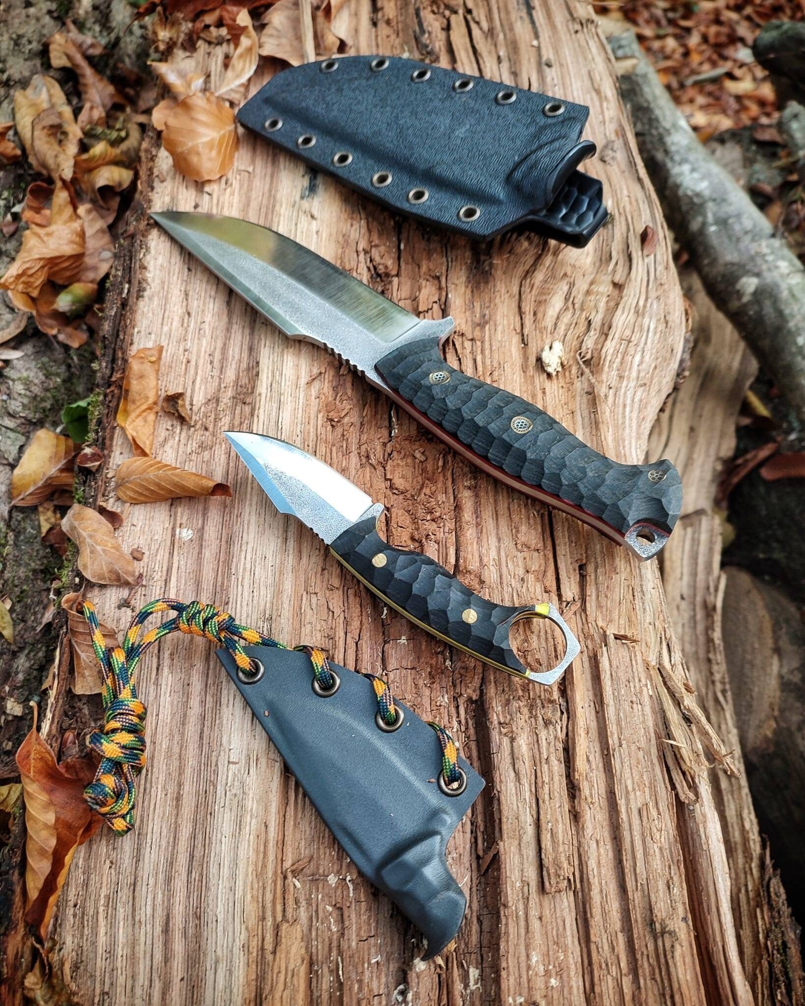 hand forge carboon steel tactical hunting custom knife with kydex sheath