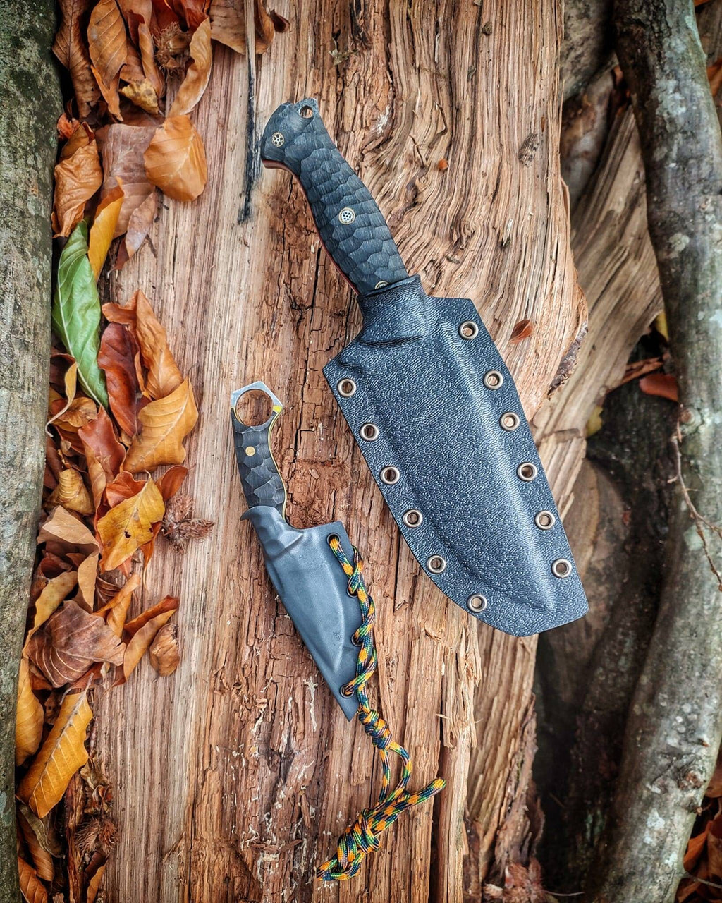 hand forge carboon steel tactical hunting custom knife with kydex sheath