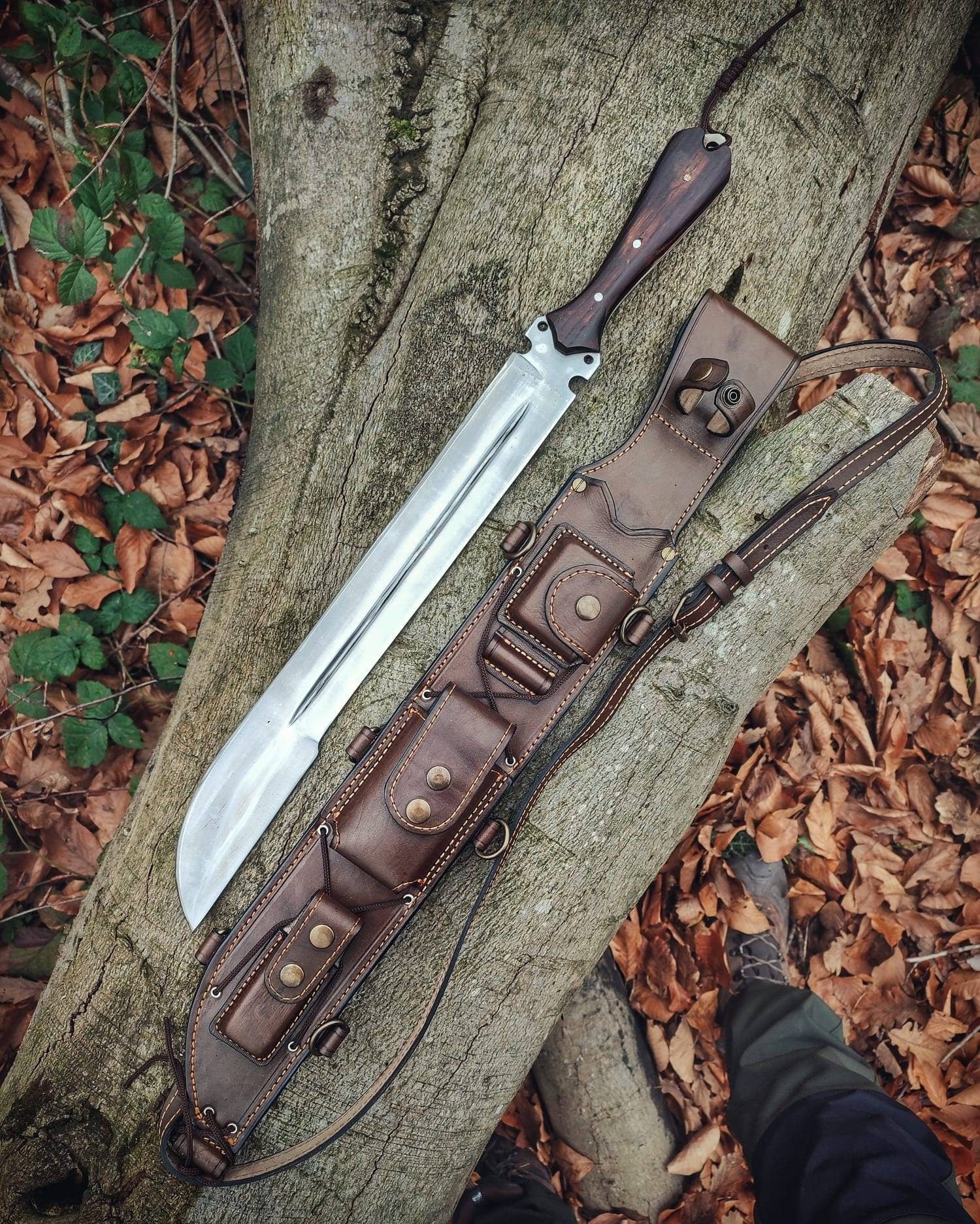 Bushcraft Survival Forest Knife with Back Sling and Leather Sheath Your helper in nature
