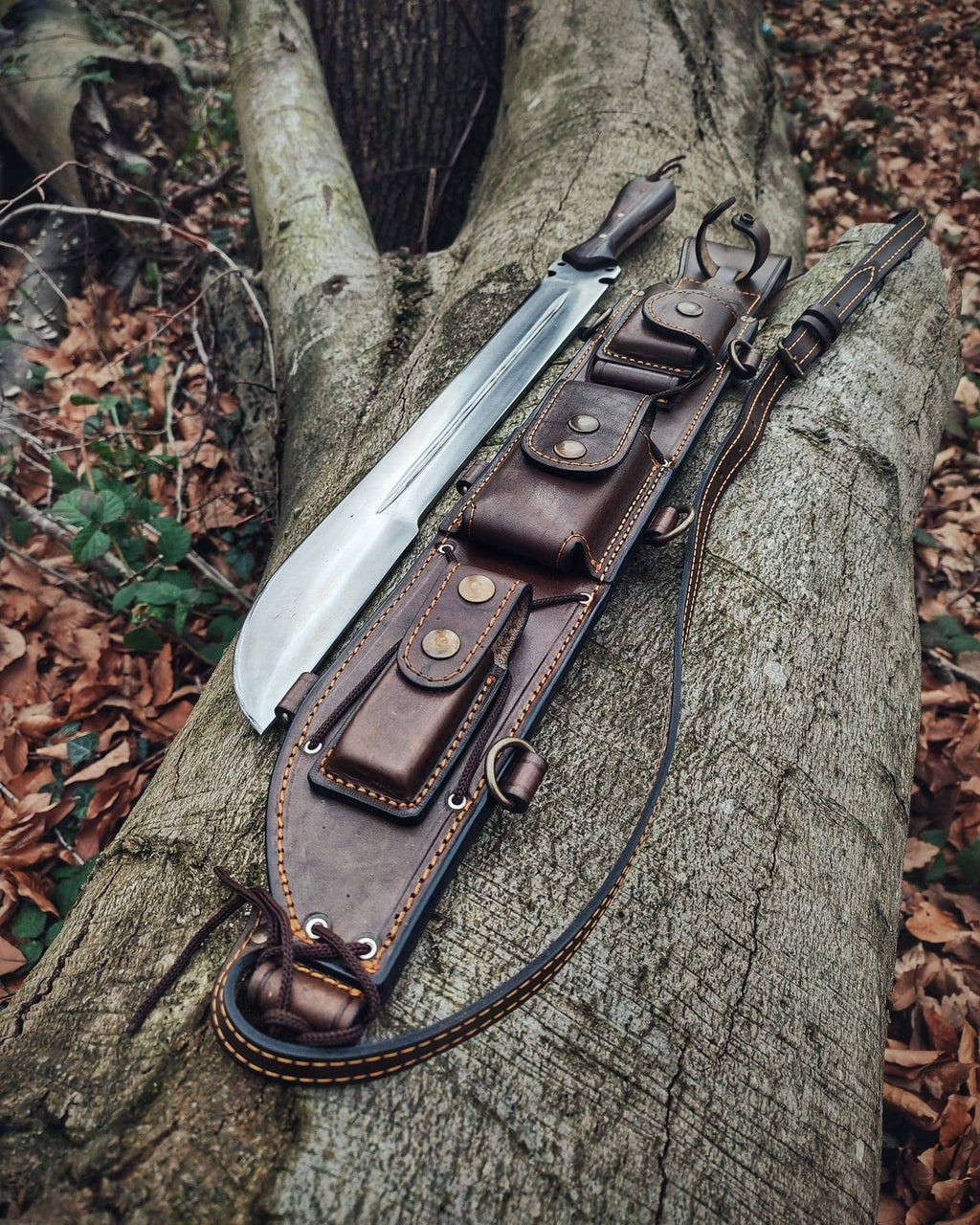 Bushcraft Survival Forest Knife with Back Sling and Leather Sheath Your helper in nature