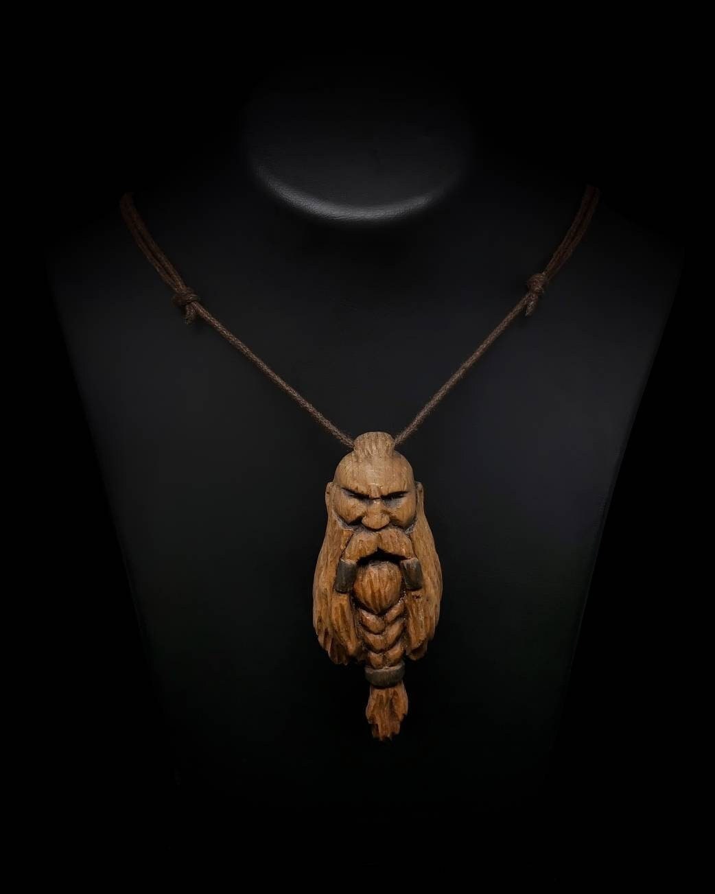 Totally Handcraft Carved Wooden Powerful Ragnar Lothbrok Necklaces Pendants : A Unique Handmade Accessory