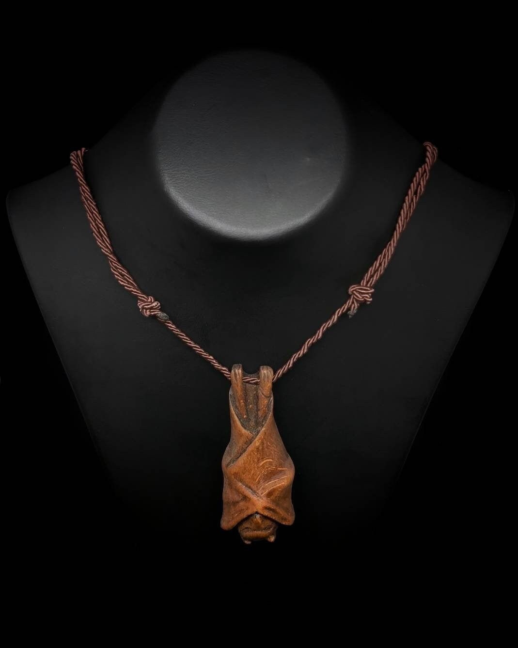 Lucky Dracula Bat Necklace Wooden Reversed-Hanging Dracula Bat Necklaces Pendant