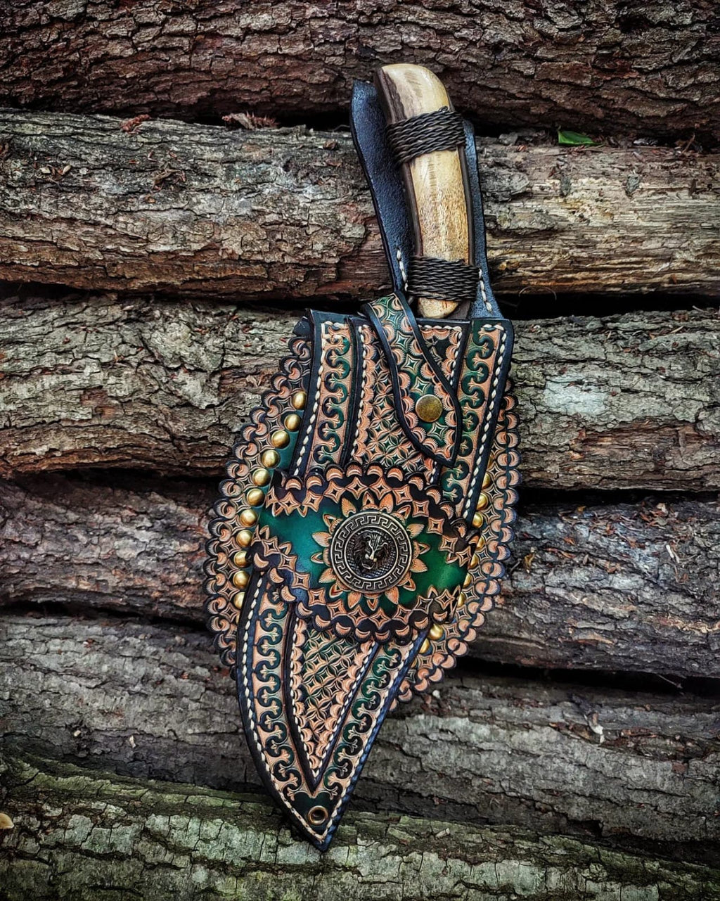 Custom handmade hand forged blacksmith artisan primitive knife with leather sheath bushcraft knife blacksmith art