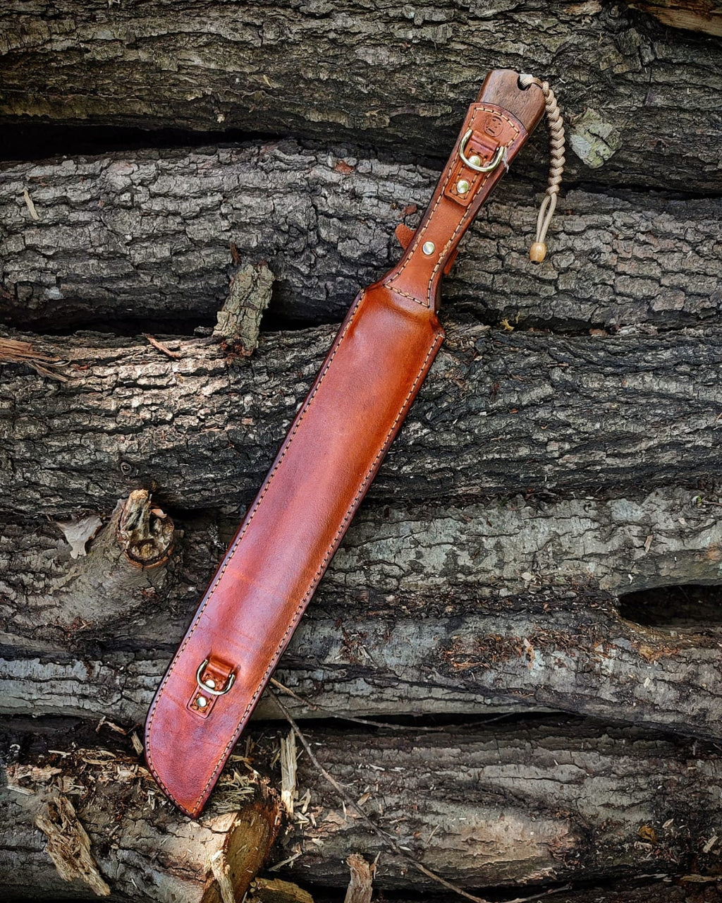 Handmade Forest Knife with Back Sling and Leather Sheath