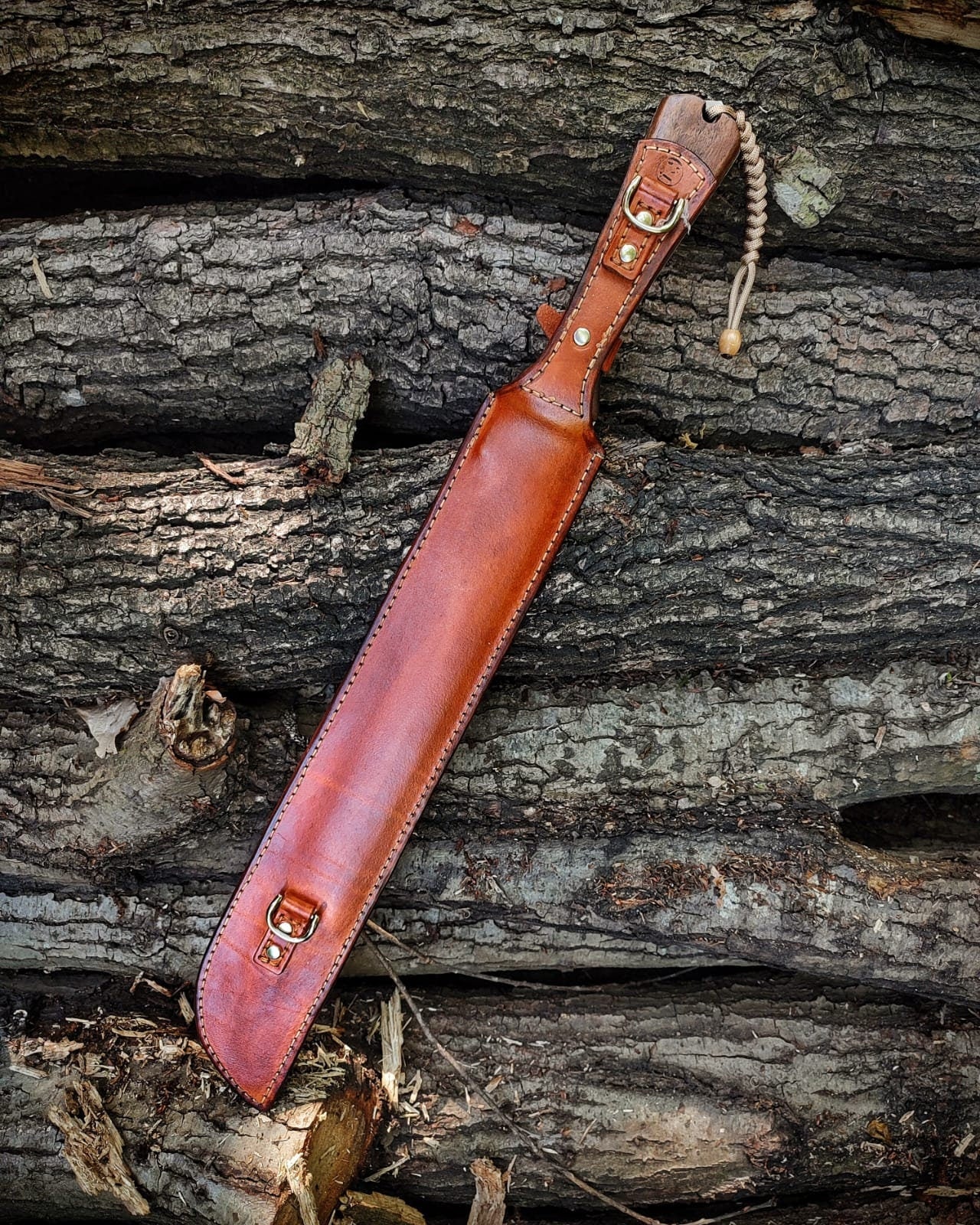 Handmade Forest Knife with Back Sling and Leather Sheath
