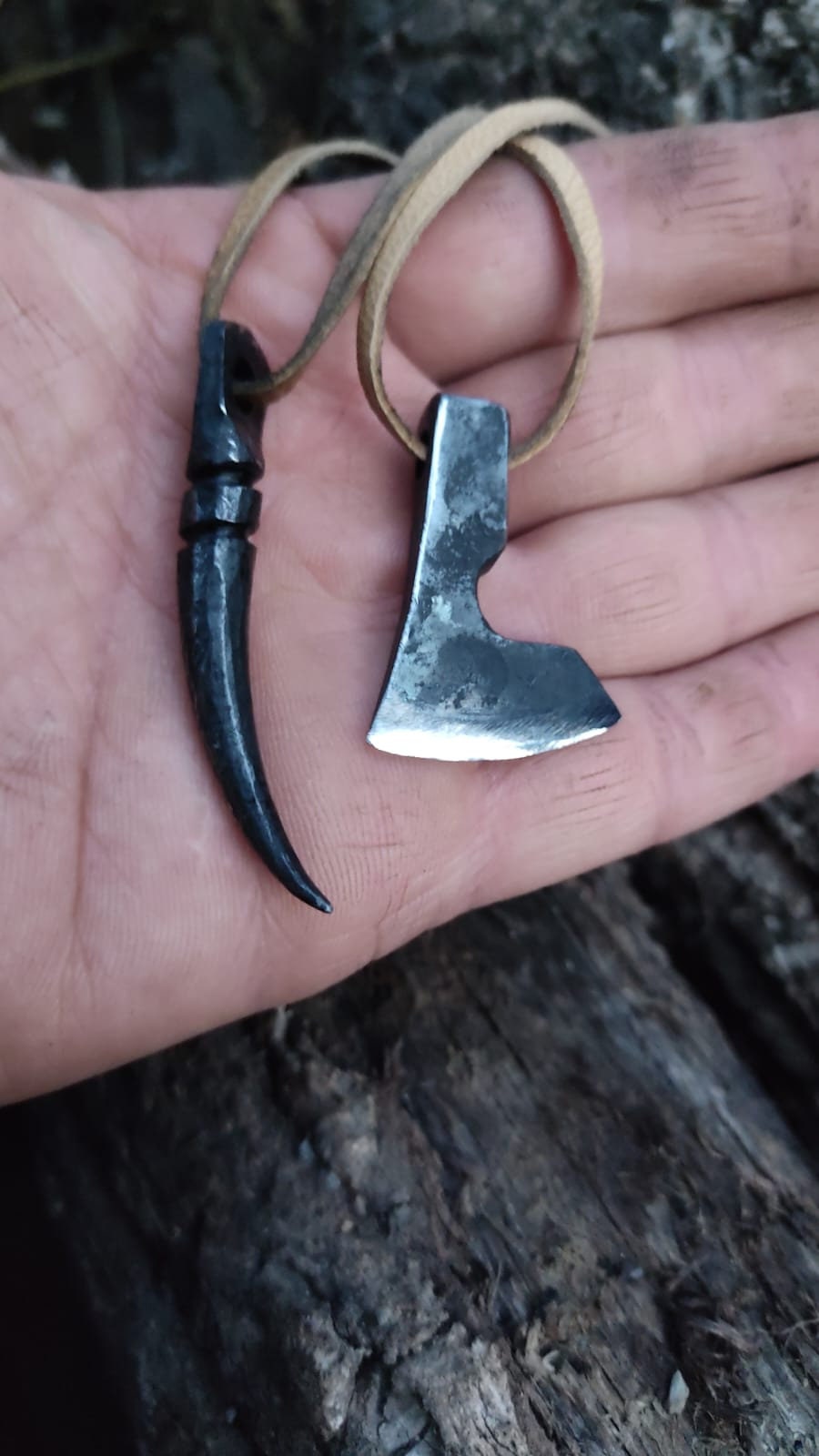 Steel Handcrafted Necklaces with Wolf Tooth and Ax Figures: The Secret of Luck and Happiness Lies in Ancient Techniques