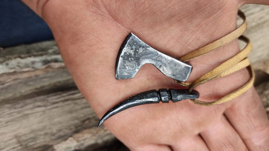 Steel Handcrafted Necklaces with Wolf Tooth and Ax Figures: The Secret of Luck and Happiness Lies in Ancient Techniques