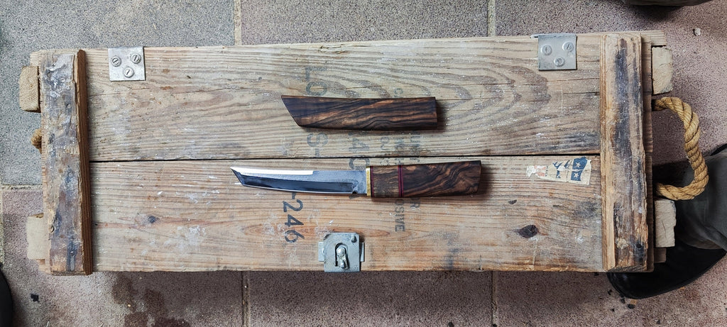 Handmade tanto custom knife with wooden sheath