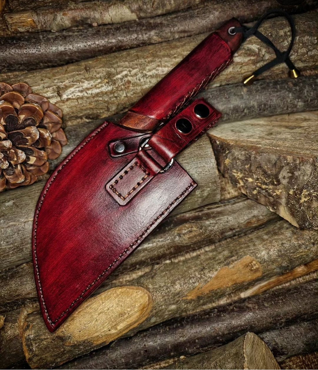Handcrafted Serbian Chef Knife - Made of Carbon Steel Traditional Kitchen Knife: Serbian Chef Knife - Long-lasting Carbon Steel Practical