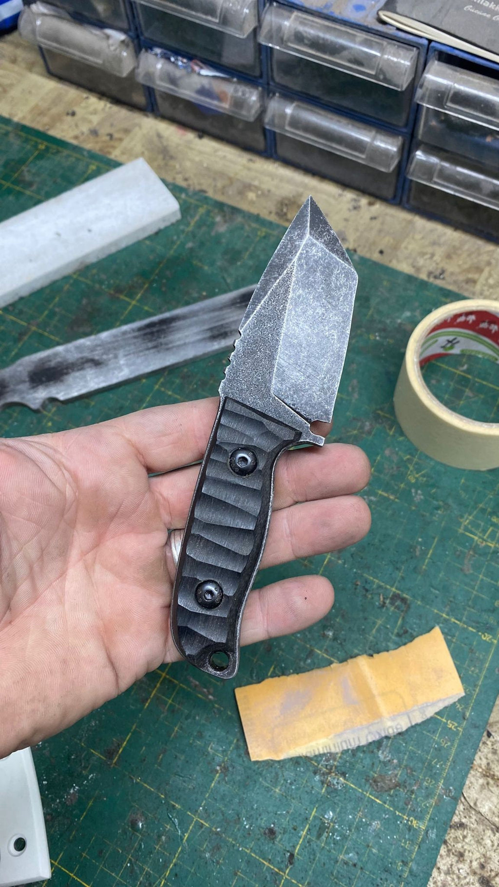 Custom blacksmith tactical knife with kydex sheath