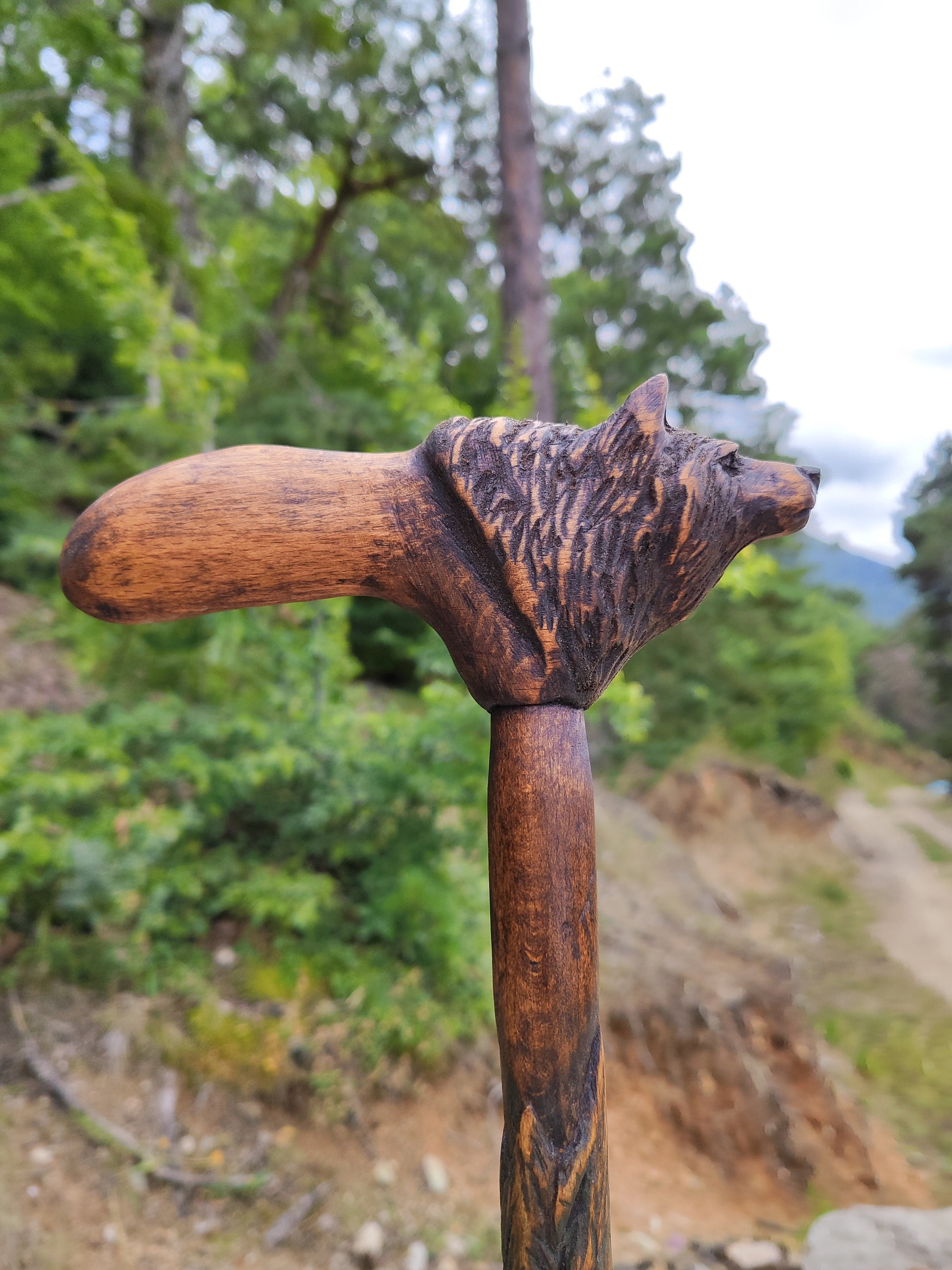 Enchanting Wooden Carved Bushcraft Walking Sticks Baton for Nature's Journey
