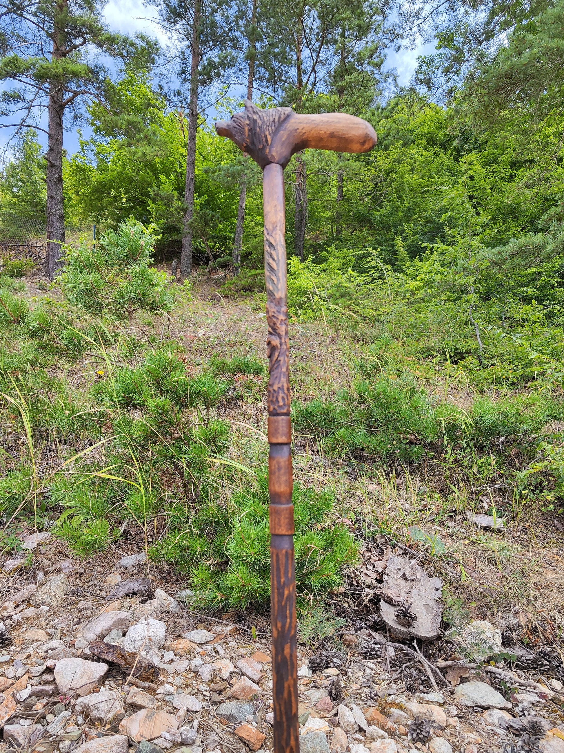 Enchanting Wooden Carved Bushcraft Walking Sticks Baton for Nature's Journey