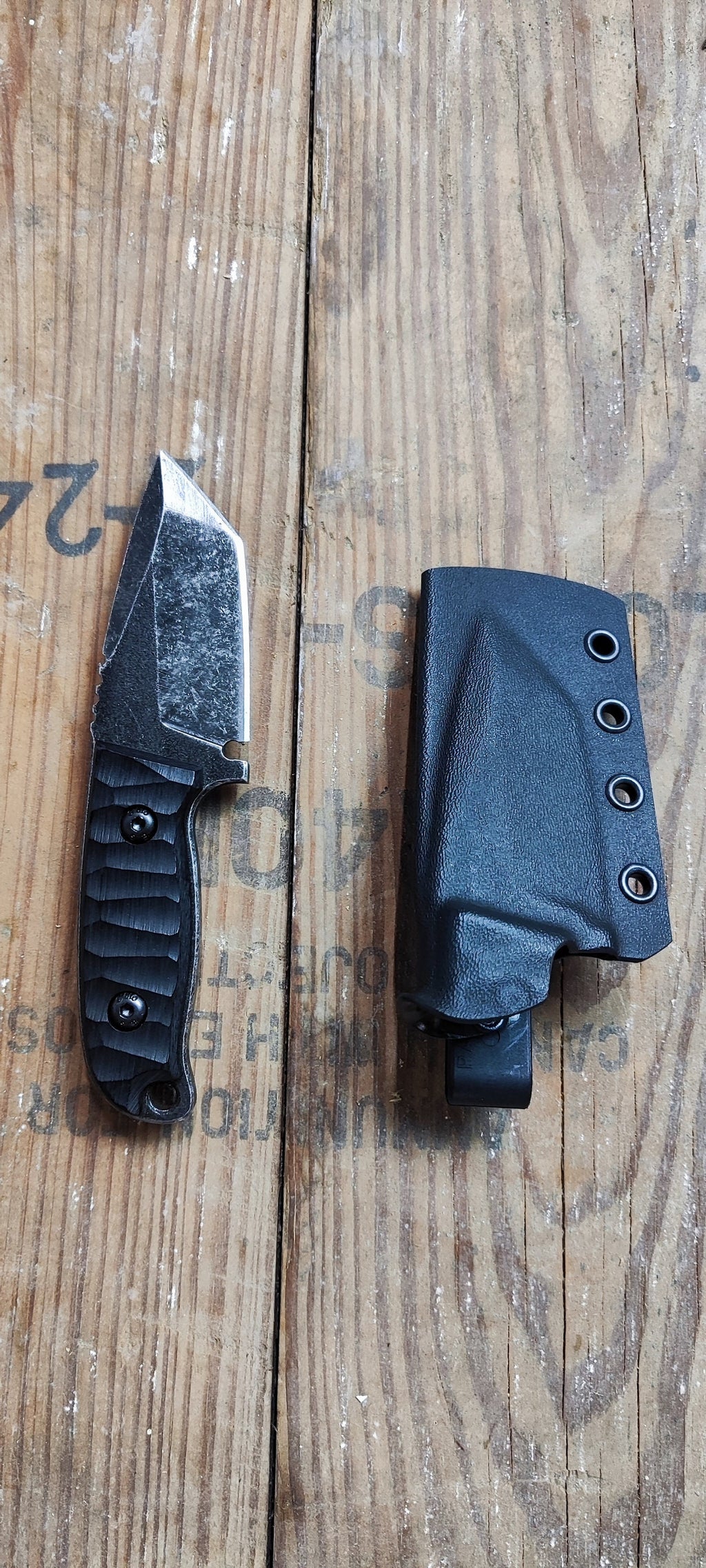Custom blacksmith tactical knife with kydex sheath