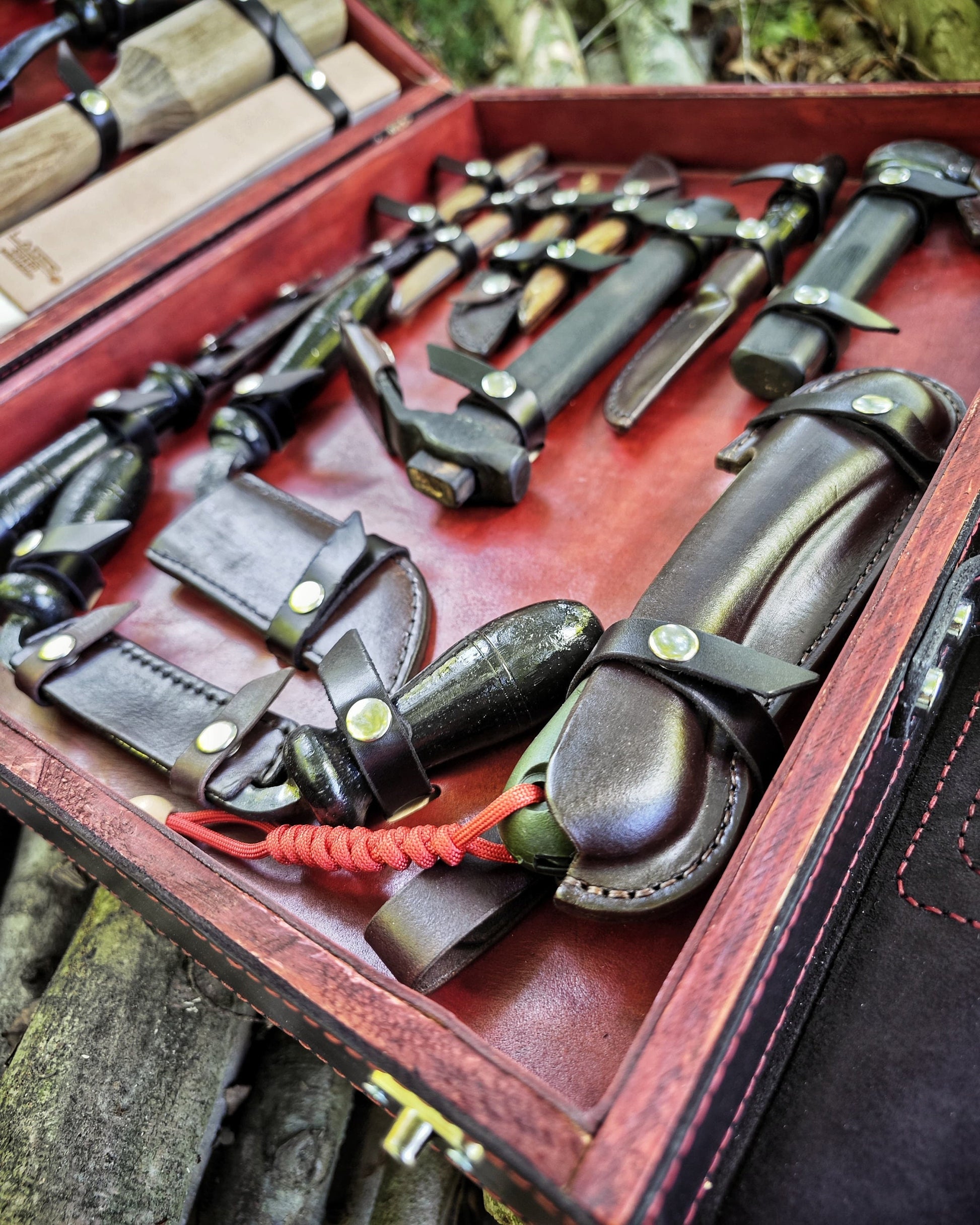 Premium Hand forged Blacksmith Woodcarving Set and Leather Bag, Every Tools are included