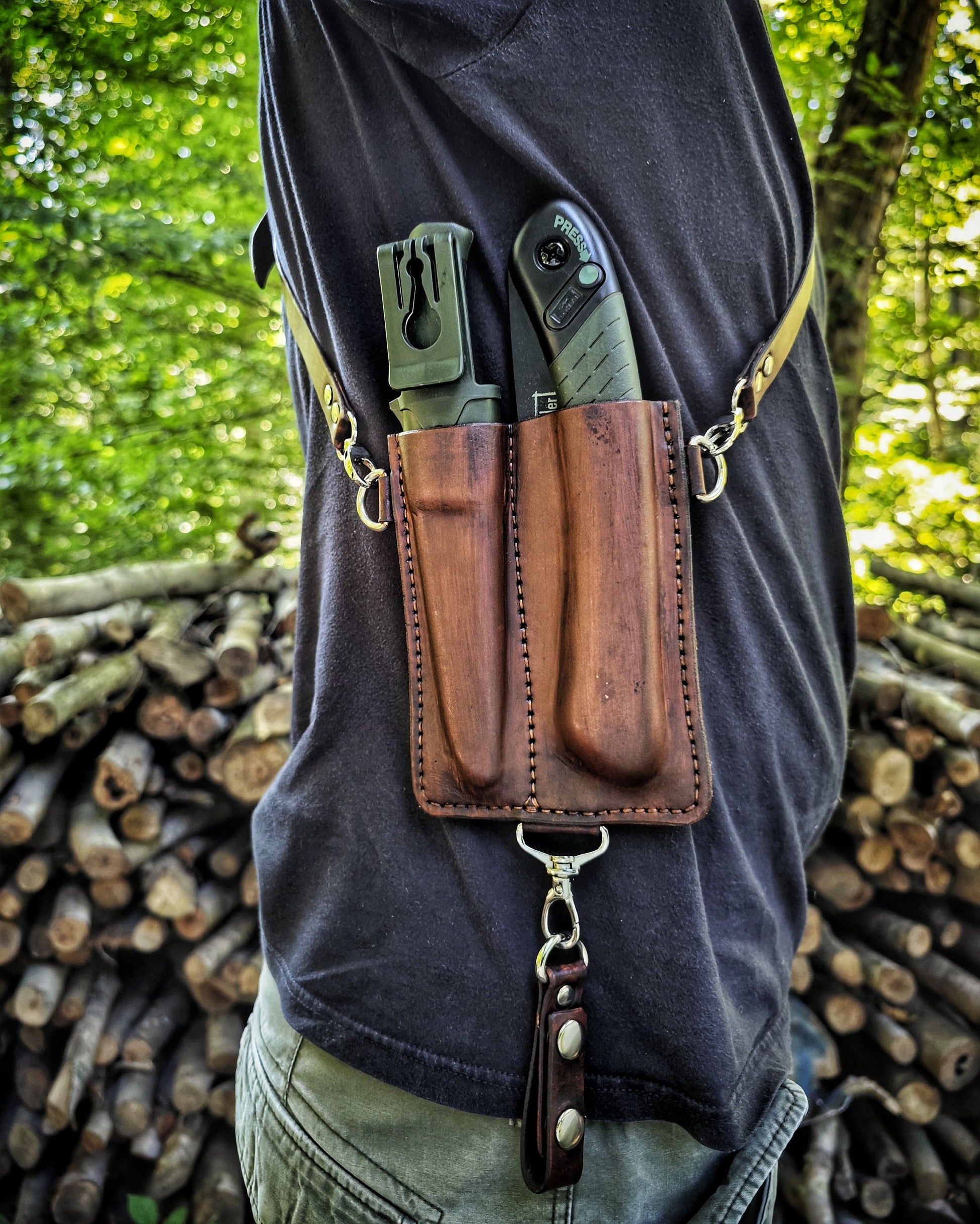 Functional Underarm Leather Holsters: Custom Protection for Your Knife and Saw Brand