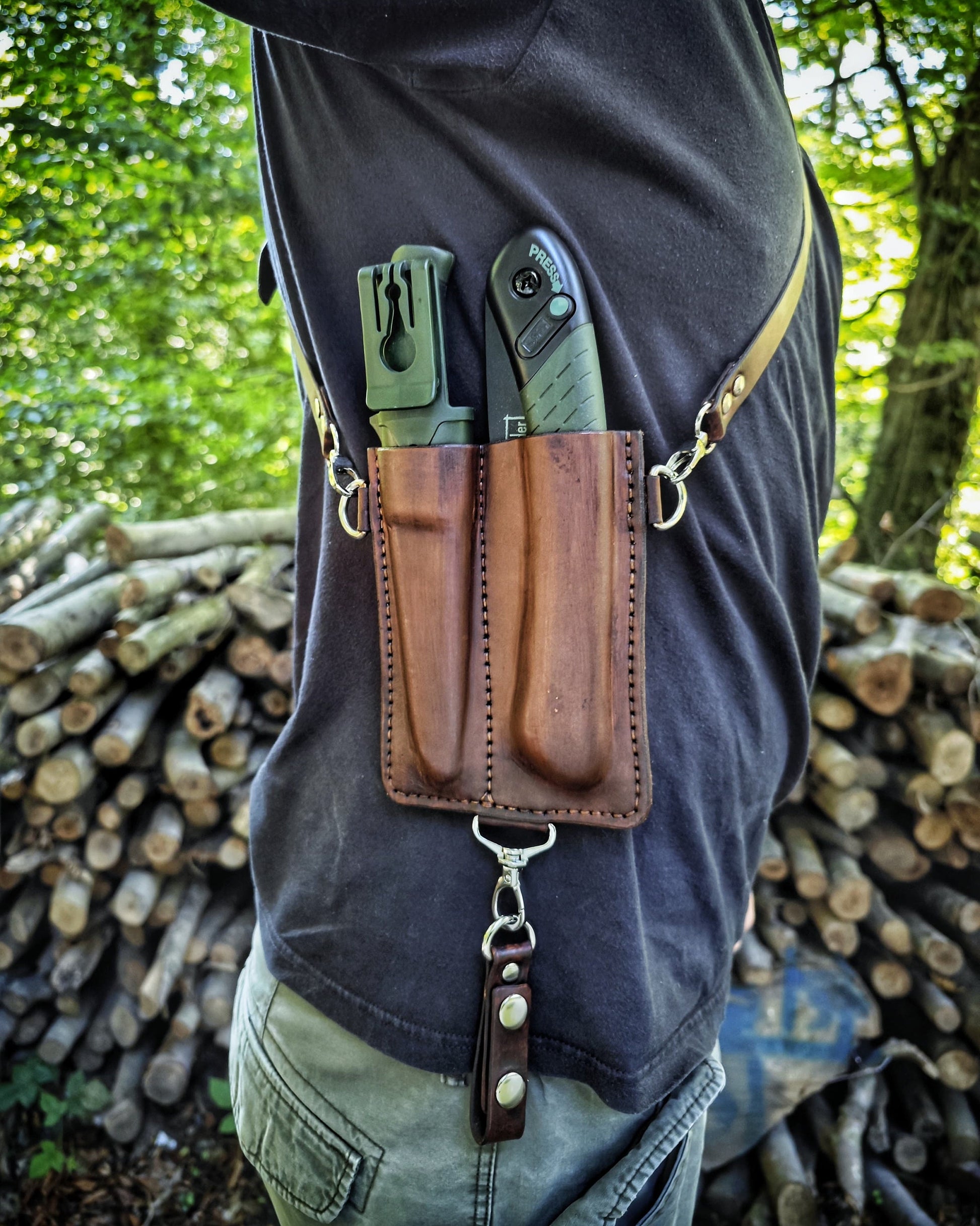 Functional Underarm Leather Holsters: Custom Protection for Your Knife and Saw Brand